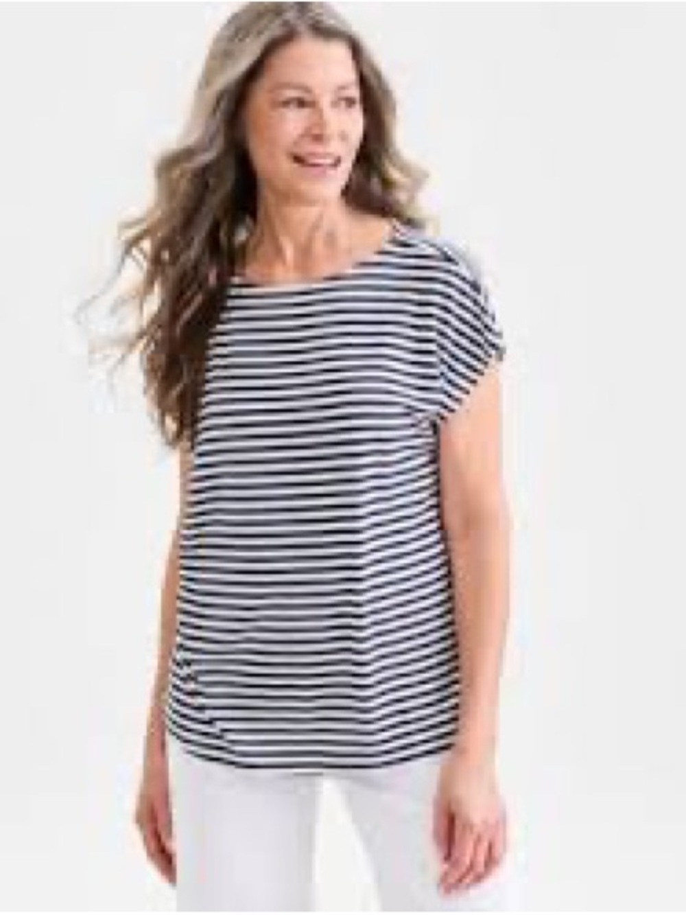Black & White Striped Women’s Tee - Classic Crewneck